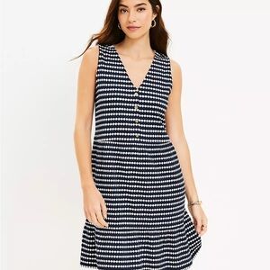 Brand New- LOFT Navy and White Patterned Dress